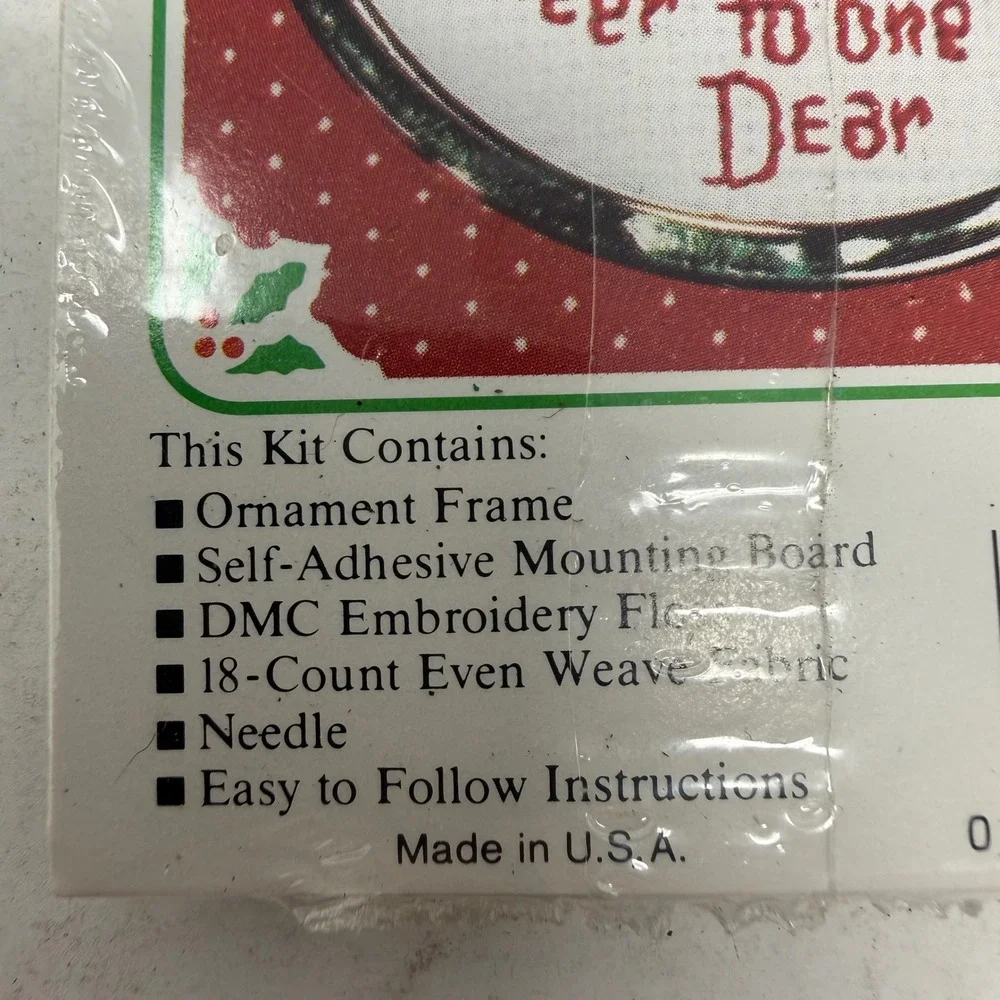 New Berlin Co Counted Cross Stitch Christmas Ornament Kit Poinsettia Vintage DIY